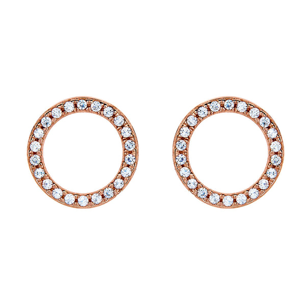 E67-RG - Rose gold round cubic zirconia studs