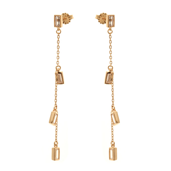 E73-GP - Baguette gold drop earrings
