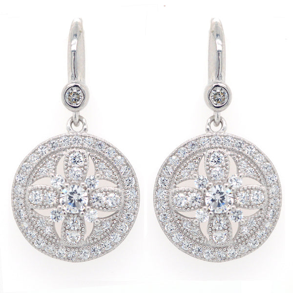 E7388 - Rhodium antique cz earrings