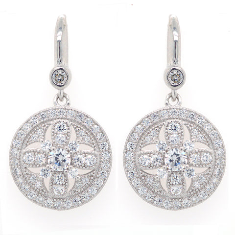 E7388 - Rhodium antique cz earrings