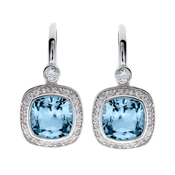 E7540-BL - Rhodium square cz earrings on Sybella hook