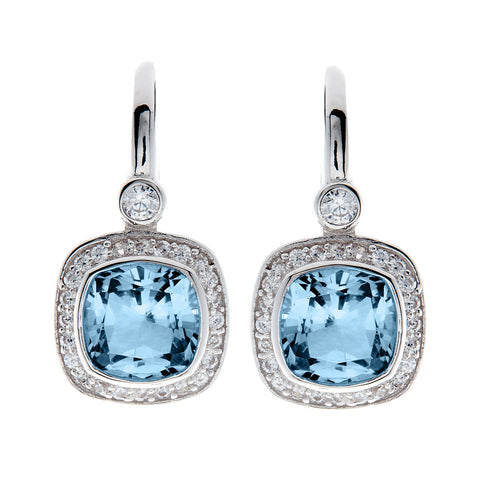 E7540-BL - Rhodium square cz earrings on Sybella hook