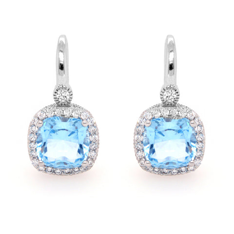 E7659-B - Square light blue & cz earrings