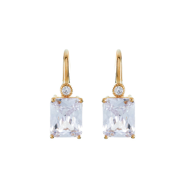 E7666-GP - Gold baguette earrings on Sybella Hook