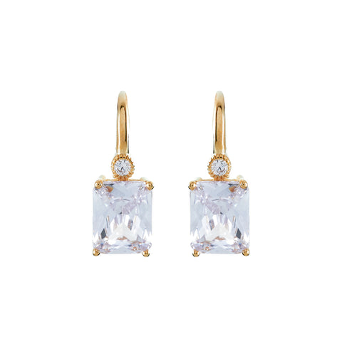 E7666-GP - Gold baguette earrings on Sybella Hook