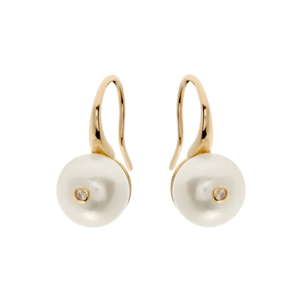 E78-701GP - Gold cz & pearl earrings on french hook
