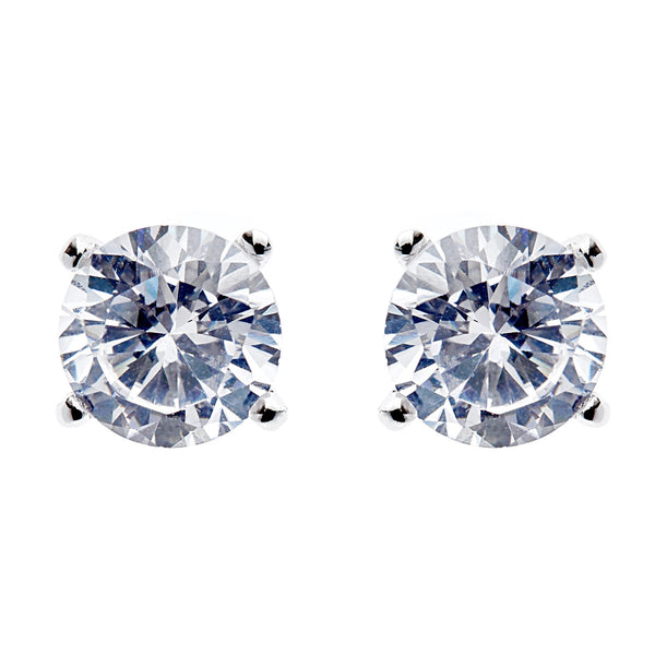 925 sterling silver, rhodium plate round claw set stud - E84-RH