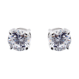 925 sterling silver, rhodium plate round claw set stud - E84-RH