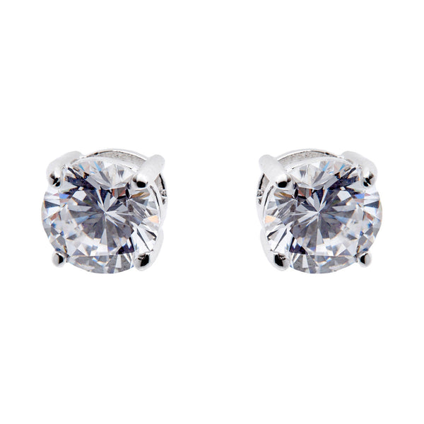 925 sterling silver, rhodium plate round claw set stud - E84-RH