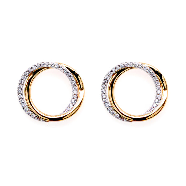 E9713 - GP - Two tone cz circle earrings