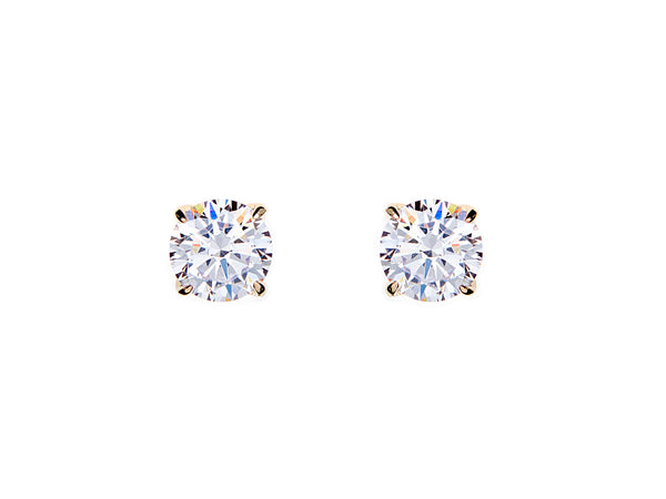 E98 - Yellow gold claw set cubic zirconia stud