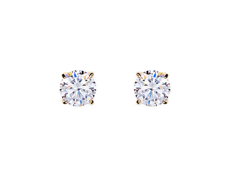 E98 - Yellow gold claw set cubic zirconia stud