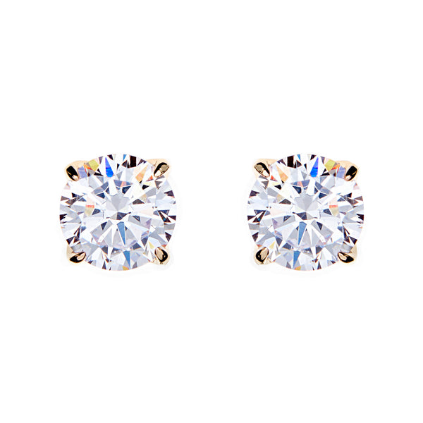 E98 - Yellow gold claw set cubic zirconia stud