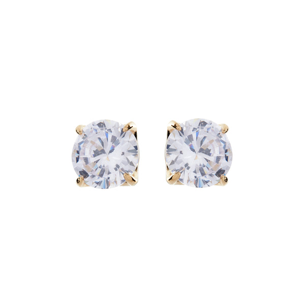 E98 - Yellow gold claw set cubic zirconia stud