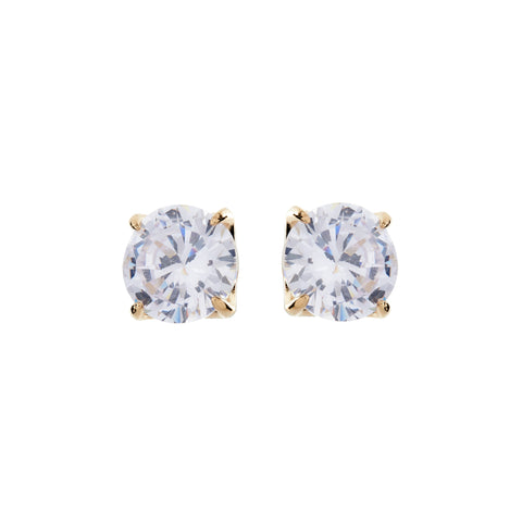 E98 - Yellow gold claw set cubic zirconia stud