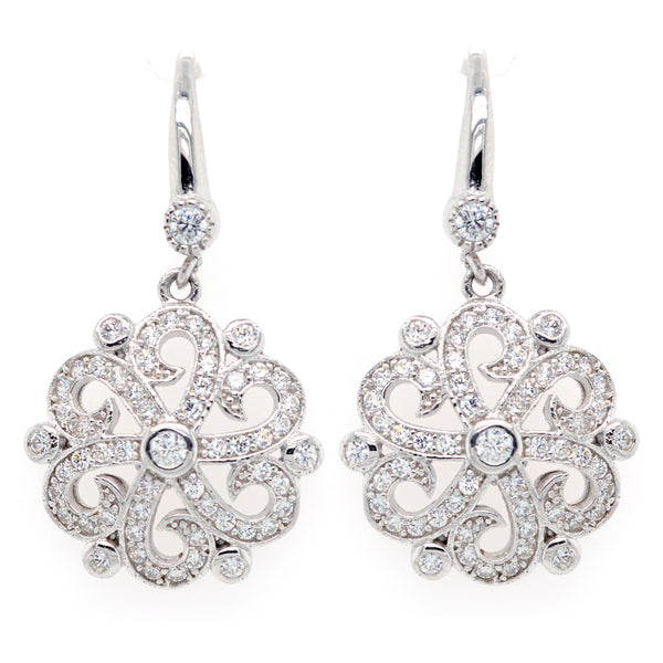 E7826 - Rhodium cz antique earrings