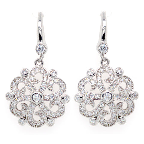 E7826 - Rhodium cz antique earrings