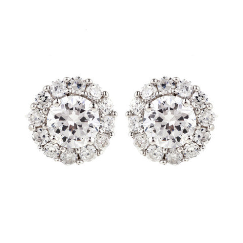 E3804 - Rhodium pave & 7mm cz stud earrings