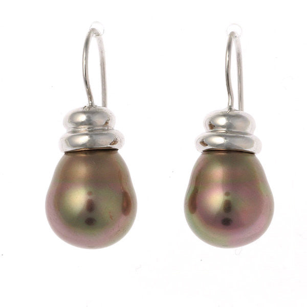EP-712RH - Coffee baroque pearl on beehive french hook