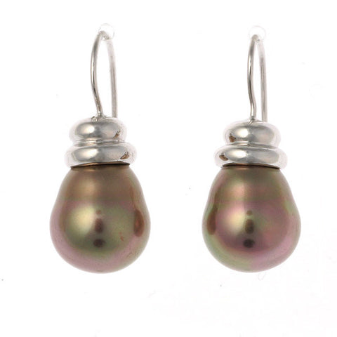 EP-712RH - Coffee baroque pearl on beehive french hook