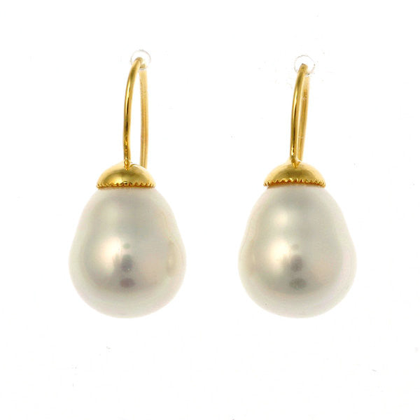 E-701GP - White baroque pearl on french hook earring