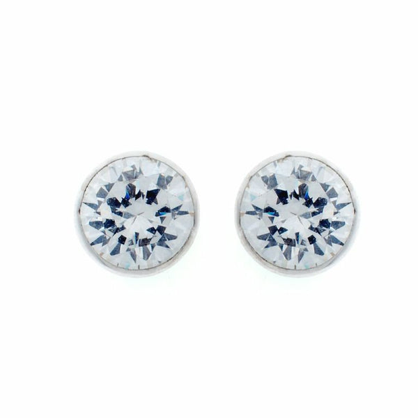 E30 - 925 sterling silver, rhodium plate bezel cubic zirconia stud