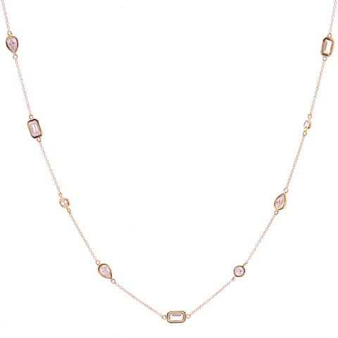 N1496-GP - Multi shape gold necklace