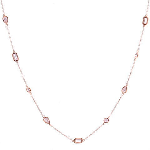 N1496-RG - Multi shape rose gold necklace