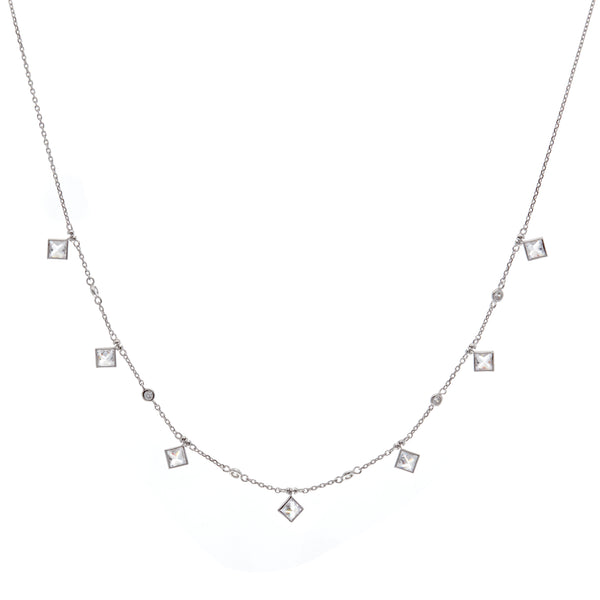 N41-RH - Rhodium cz necklace