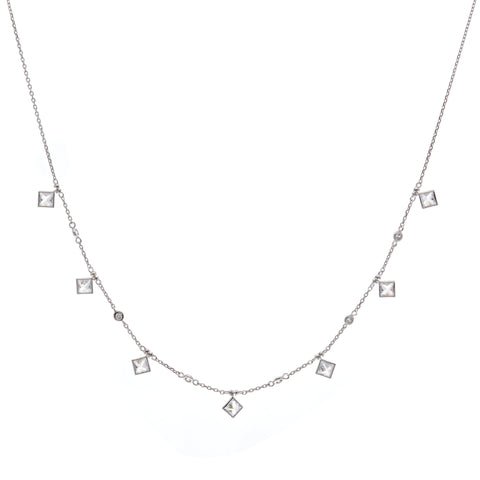 N41-RH - Rhodium cz necklace