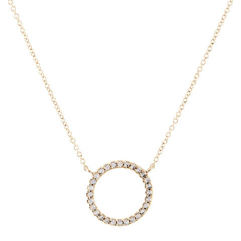 N4252-GP - Gold open circle cz necklace