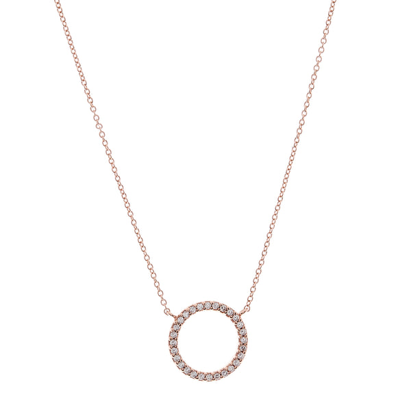 N4252-RG - Rose gold open circle cz necklace
