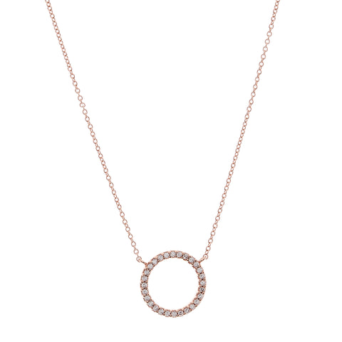 N4252-RG - Rose gold open circle cz necklace