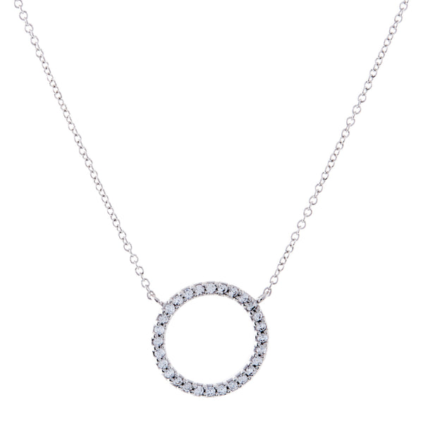 N4252-RH - Silver open circle cz necklace
