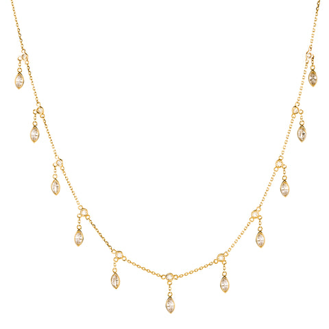 N44-GP - Gold  teardrop hanging necklace