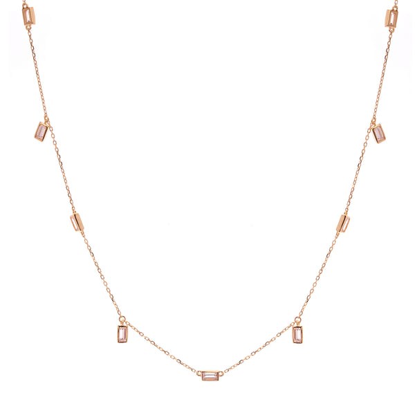 N731-GP - Gold baguette cz necklace