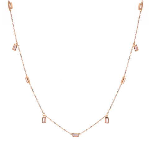 N731-GP - Gold baguette cz necklace