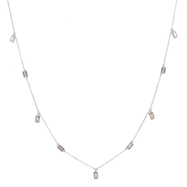 N731-RH - Silver baguette necklace