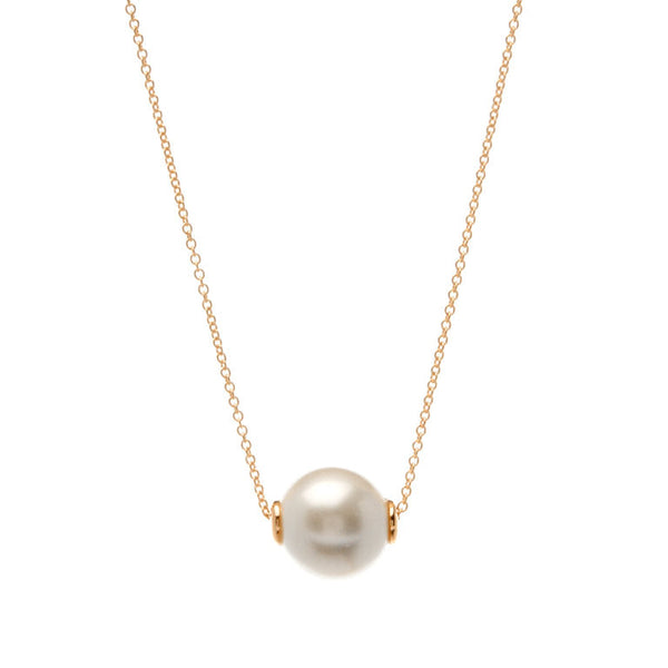 N918-GP - 12mm white pearl on gold chain