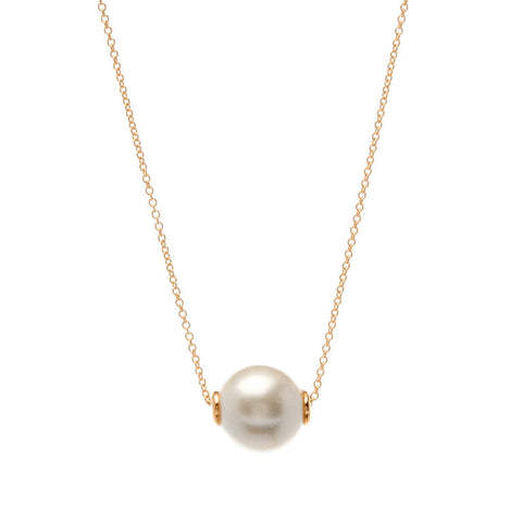 N918-GP - 12mm white pearl on gold chain