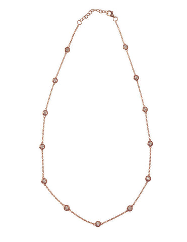 N98-RG - Rose gold bezel set cubic zirconia chain necklace
