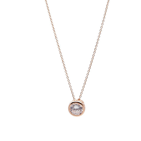 P142-RG - Rose gold plate cubic zirconia pendant on fine chain -