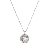 P18464- Rhodium plate & Clear CZ  Art Deco Pendant