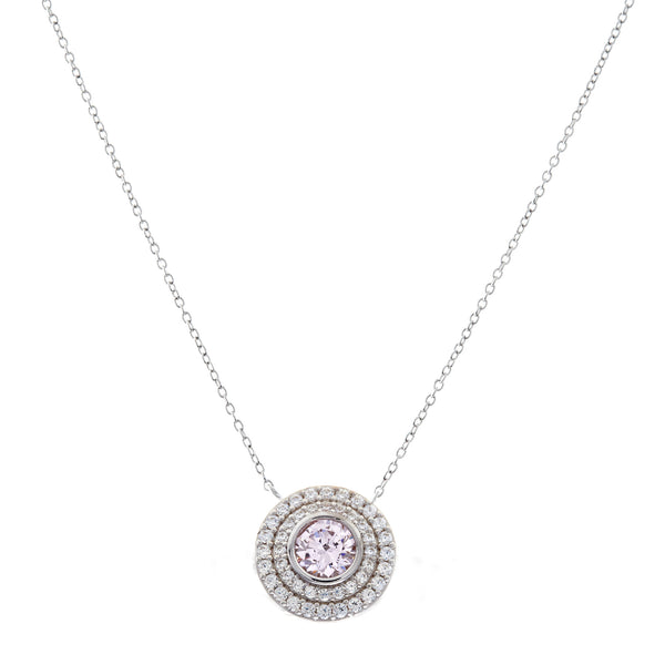 P16491 - Rhodium, clear & pink cz pendant
