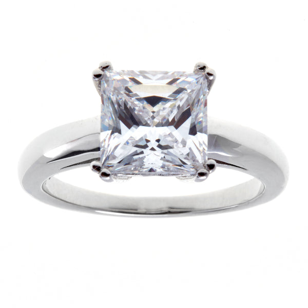 R12013 - Rhodium princess cut cz ring