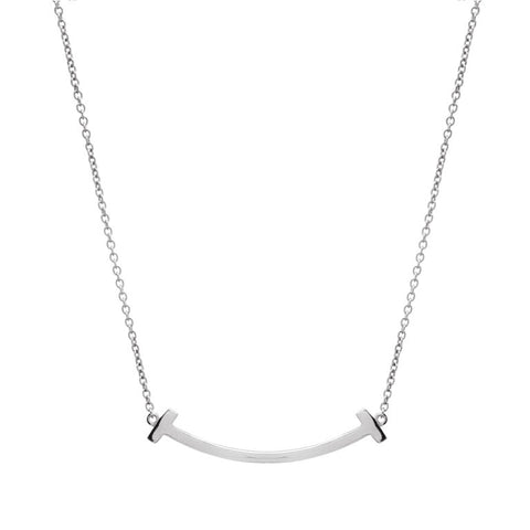 Sterling silver, rhodium plate solid bar necklace - P338-RH