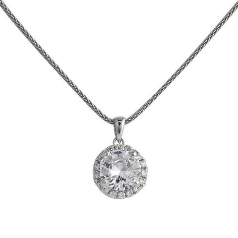 P431-RH - Rhodium 8mm cz pendant