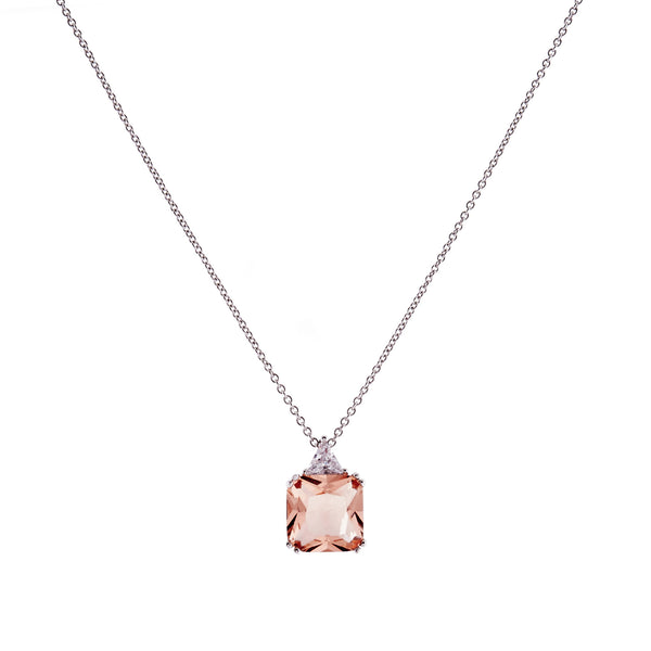 P60-P - Pink & Clear CZ Pendant on Fine Chain