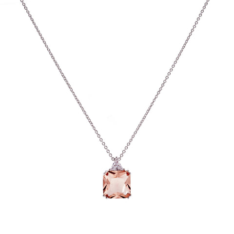 P60-P - Pink & Clear CZ Pendant on Fine Chain