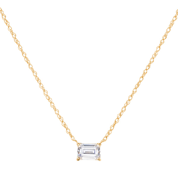 P93-GP - Yellow gold cz baguette necklace